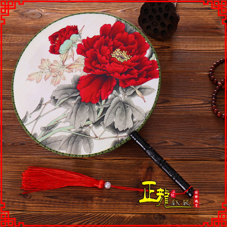 下关古典中国风团扇空白扇跳舞蹈扇 真丝宫扇